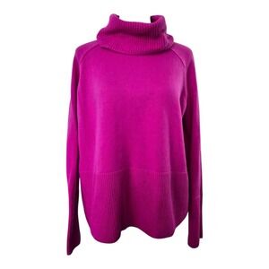 Athleta Wool Cashmere Aspen Turtleneck Sweater Fuchsia Pink Women's XS